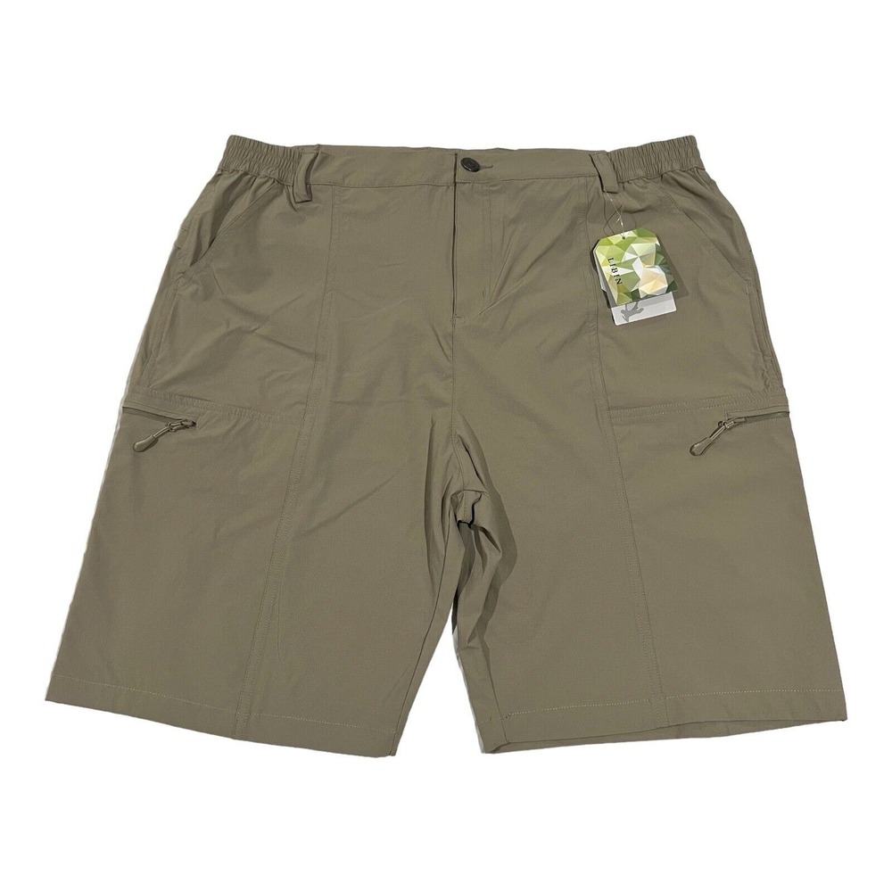 NWT Libin Cargo Shorts Men's XXL Green Stretch Hiking Zip Pocket Outdoor Summer